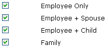 four check boxes for each of the four election codes